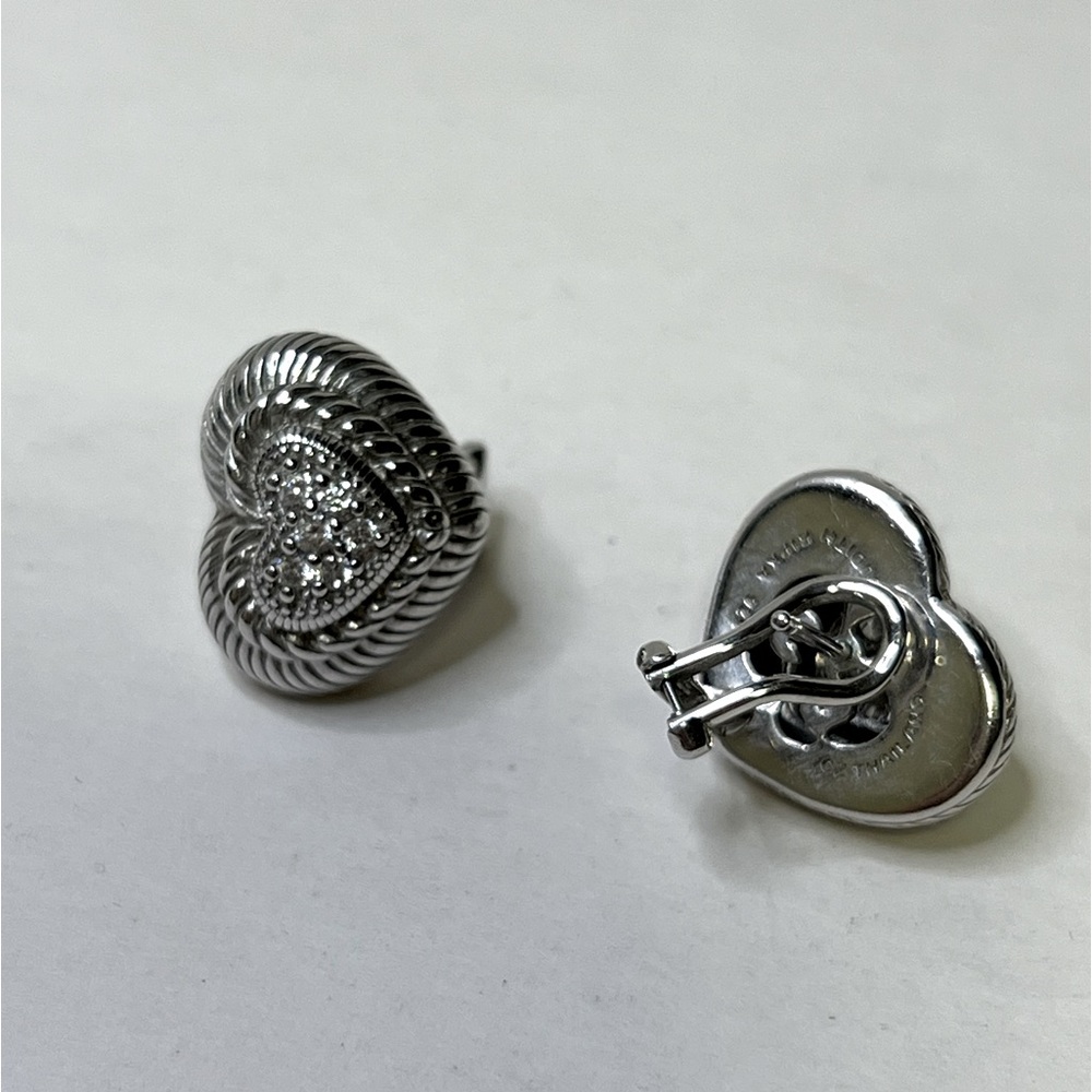 Judith Ripka Sterling Silver 925 Heart CZ Earrings - Picture 5 of 5